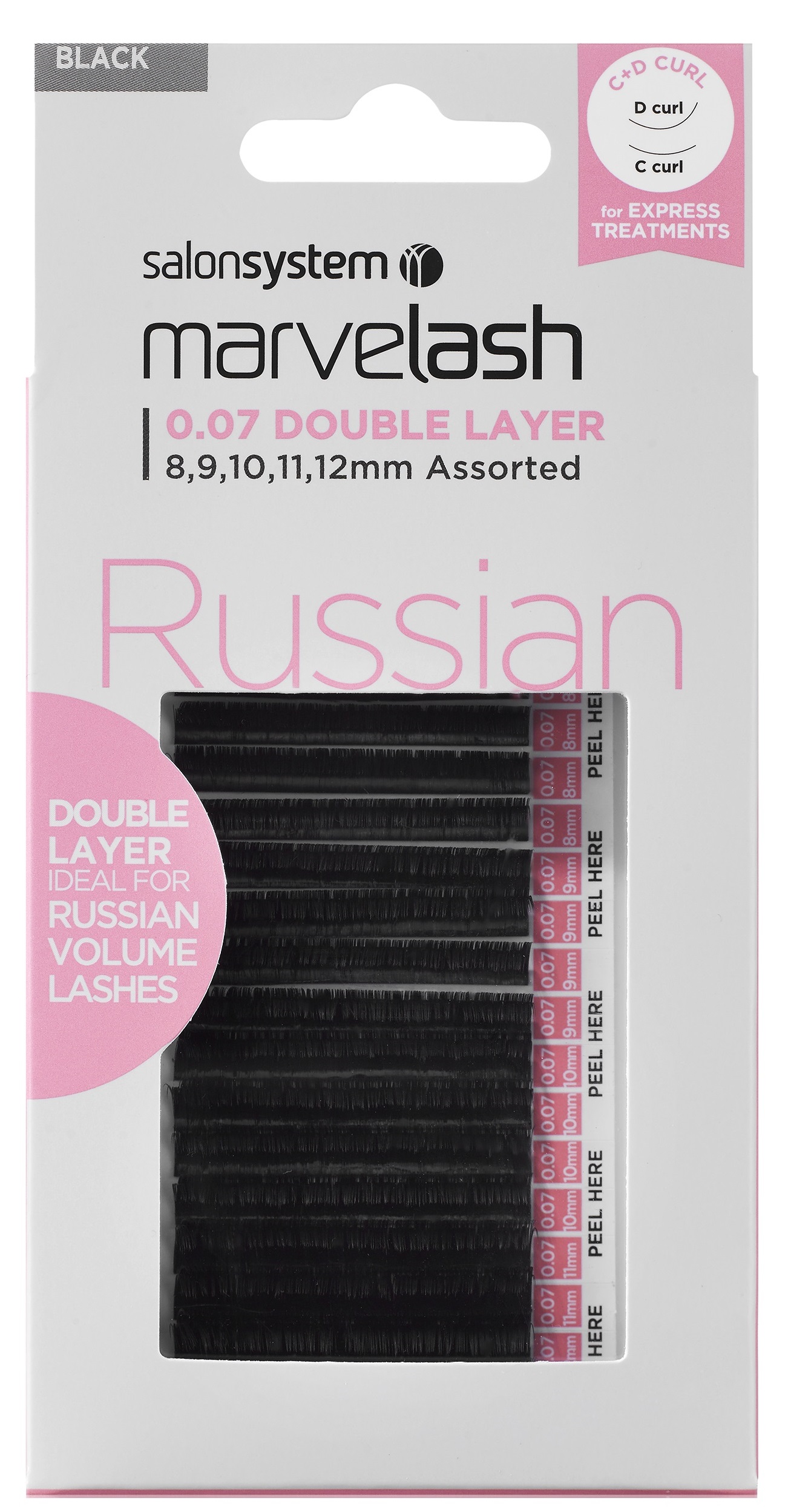 Marvelash Russian 0.01 C & D Double Layer lashes 